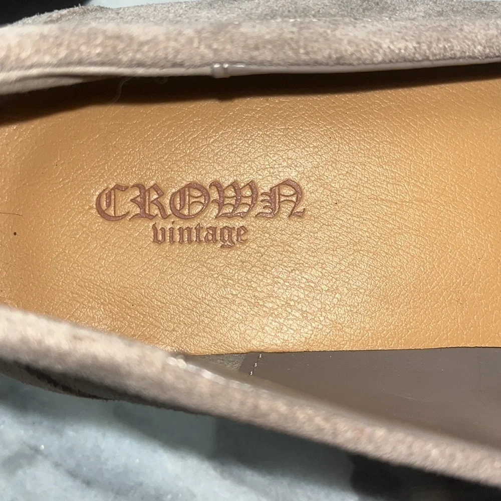 Crown Vintage MOIRA tassel suede upper round toe loafers gray Sz 7M
